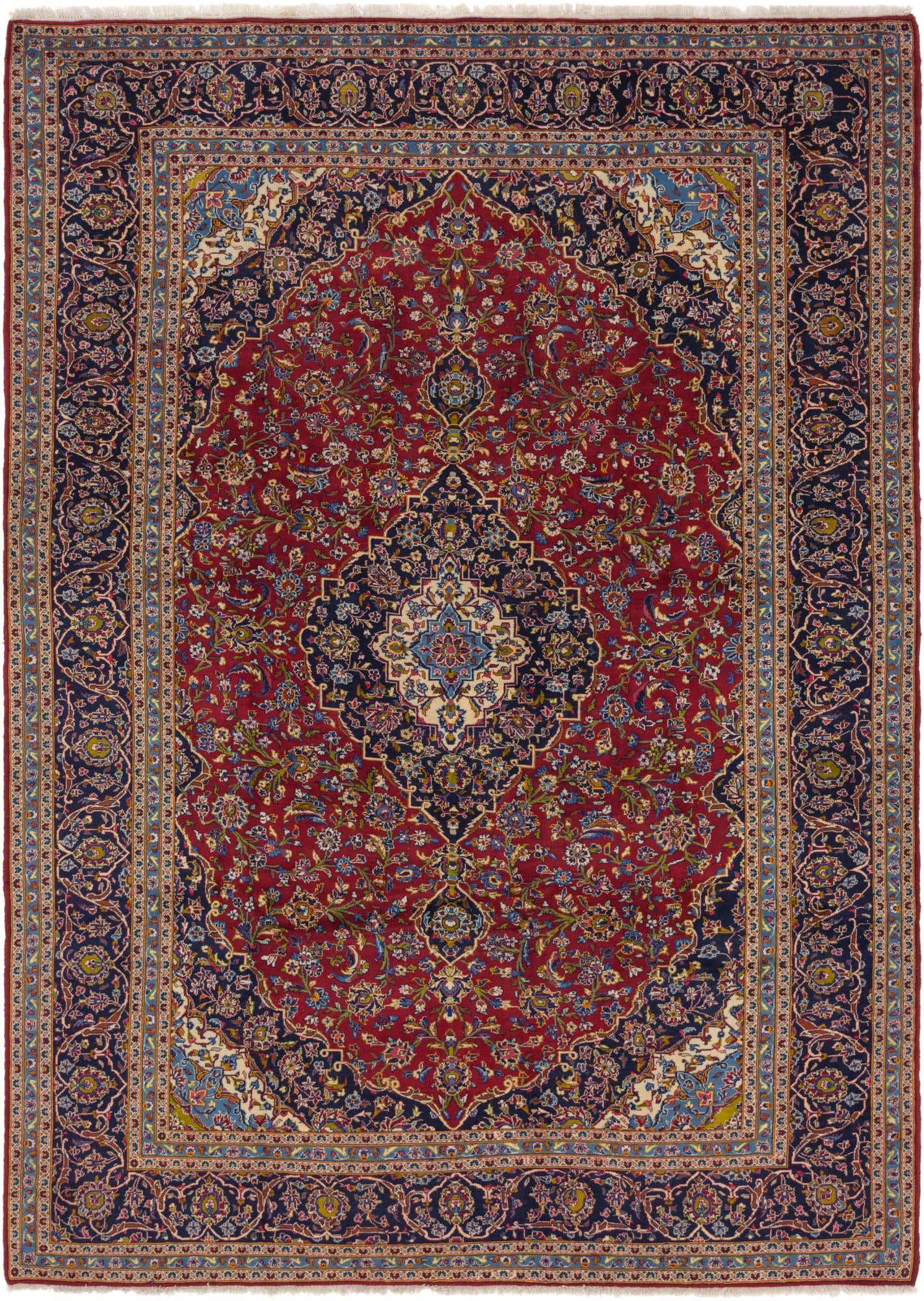 9' 9 x 13' 6 Hand Knotted Kashan Persian Wool Rug