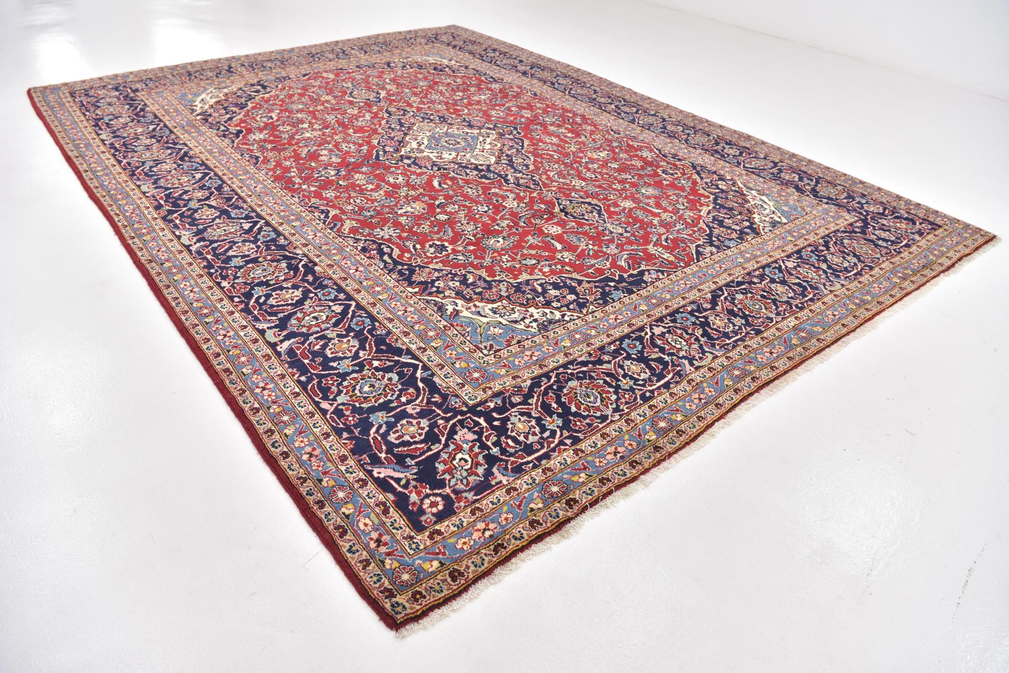 9' 9 x 13' Hand Knotted Kashan Persian Wool Rug