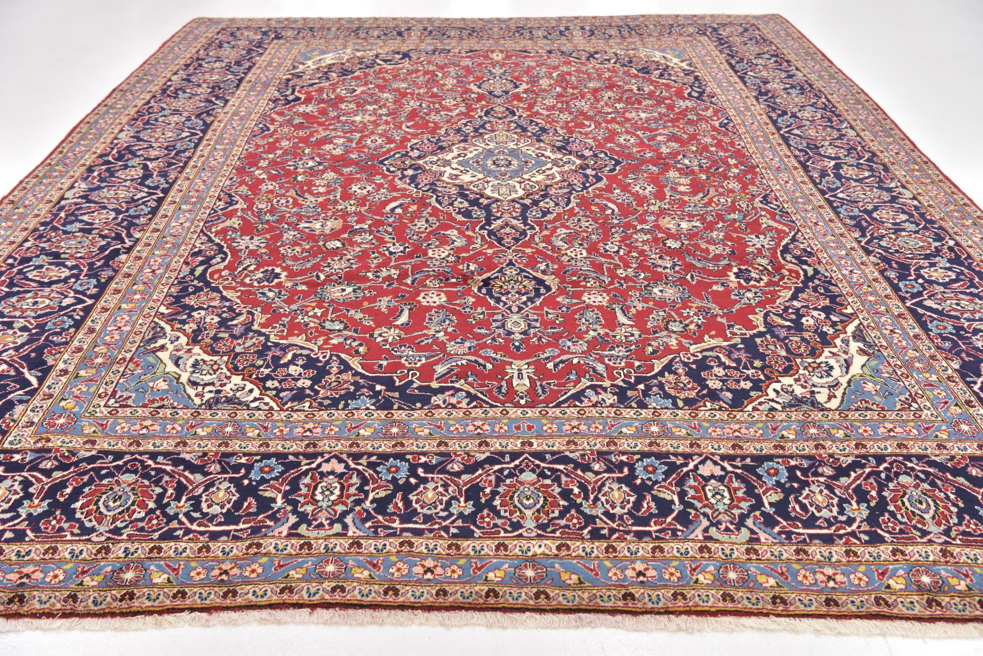 9' 9 x 13' Hand Knotted Kashan Persian Wool Rug
