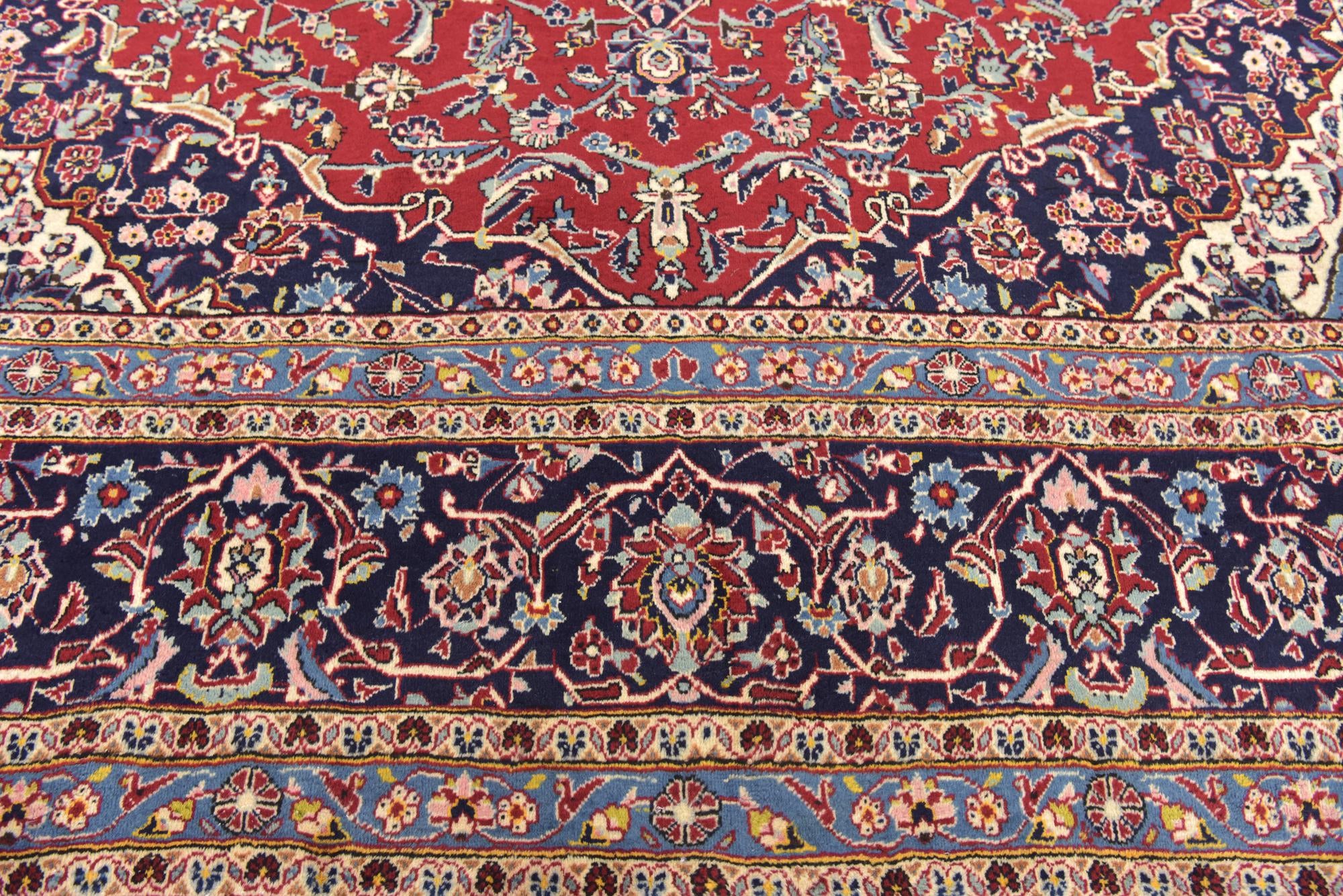 9' 9 x 13' Hand Knotted Kashan Persian Wool Rug
