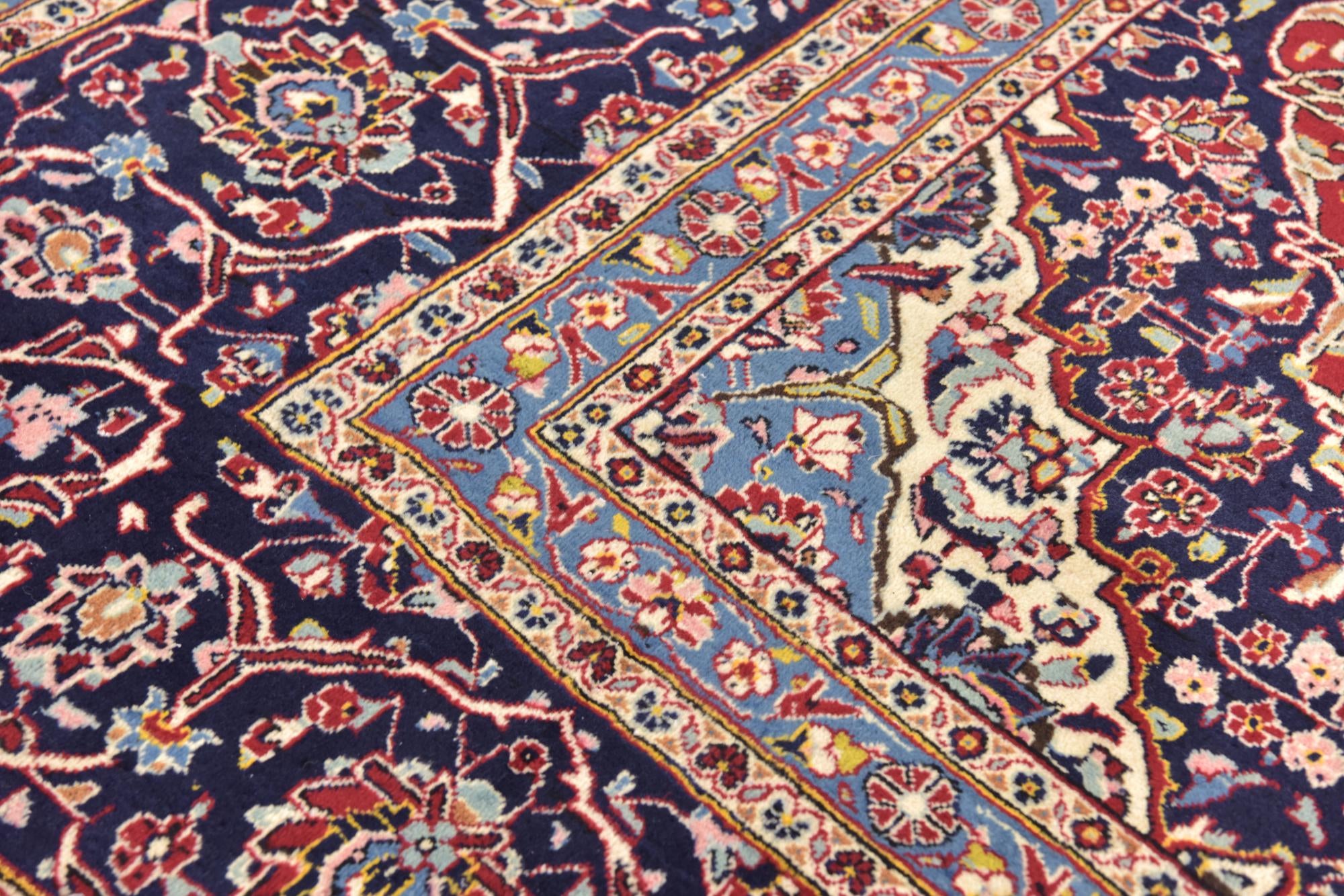 9' 9 x 13' Hand Knotted Kashan Persian Wool Rug
