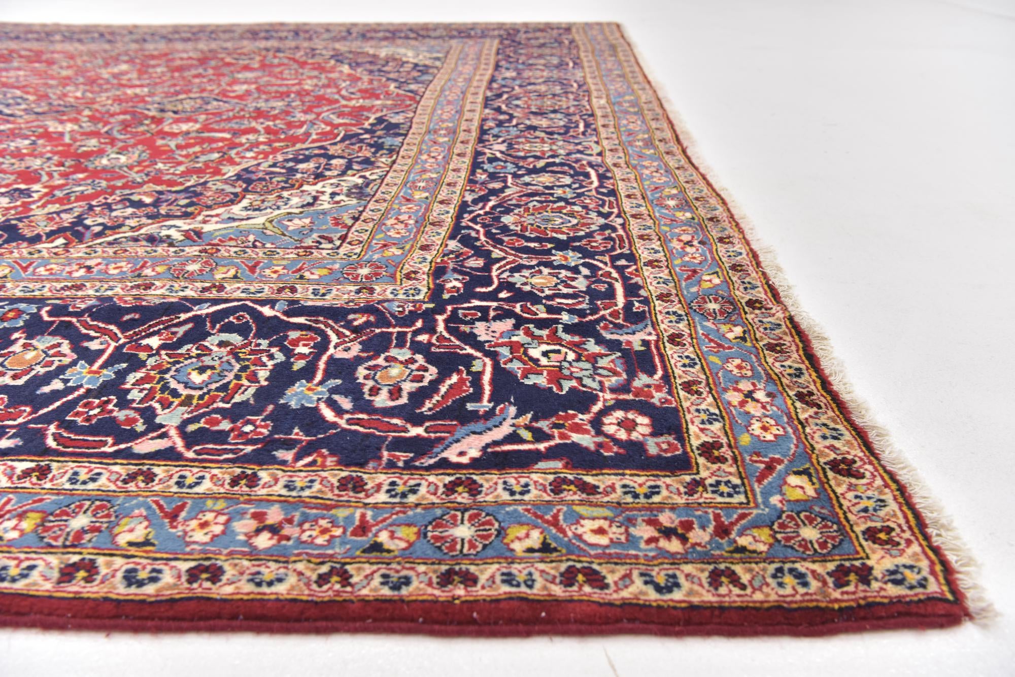 9' 9 x 13' Hand Knotted Kashan Persian Wool Rug