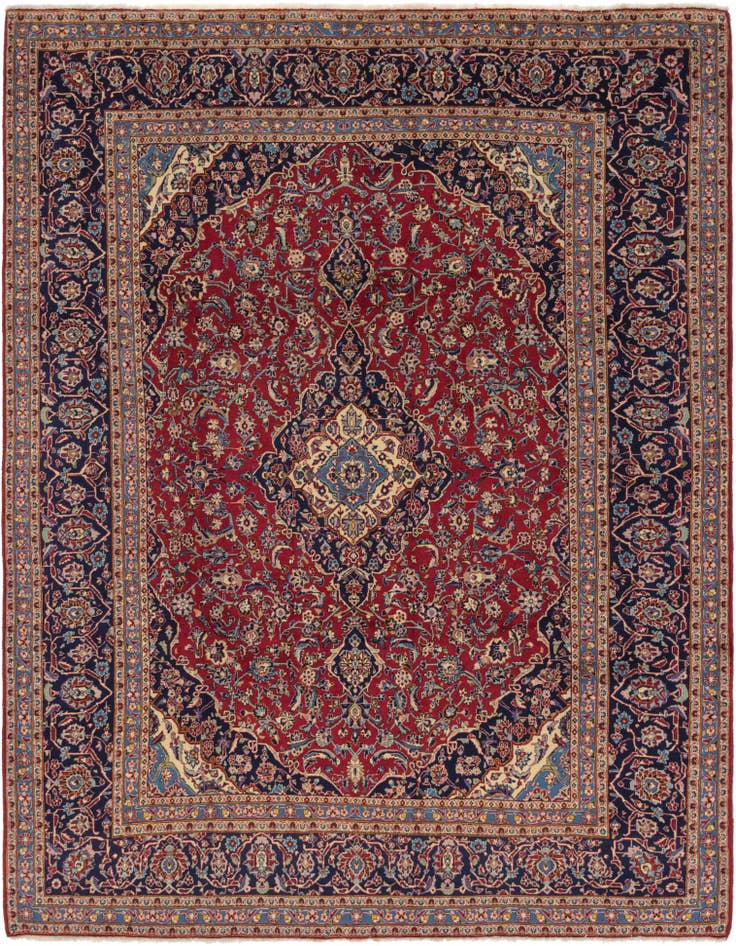 Detail image of 9' 9 x 13' Hand Knotted Kashan Persian Wool Rug