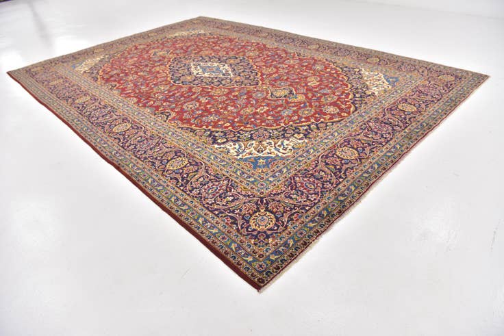 Detail image of 9' 8 x 13' 9 Hand Knotted Kashan Persian Wool Rug
