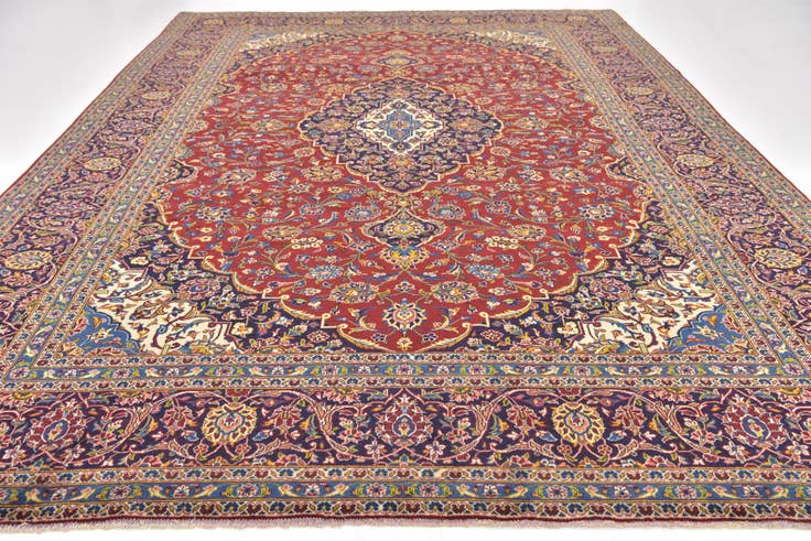 Detail image of 9' 8 x 13' 9 Hand Knotted Kashan Persian Wool Rug