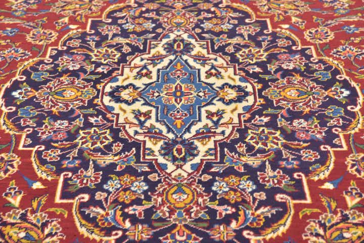 9' 8 x 13' 9 Hand Knotted Kashan Persian Wool Rug