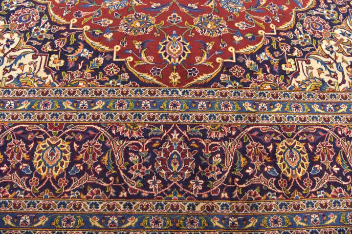 9' 8 x 13' 9 Hand Knotted Kashan Persian Wool Rug