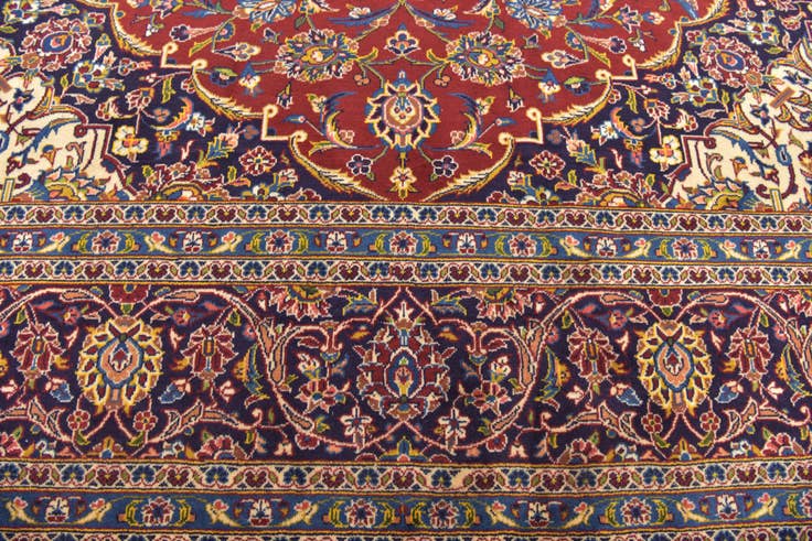 Detail image of 9' 8 x 13' 9 Hand Knotted Kashan Persian Wool Rug