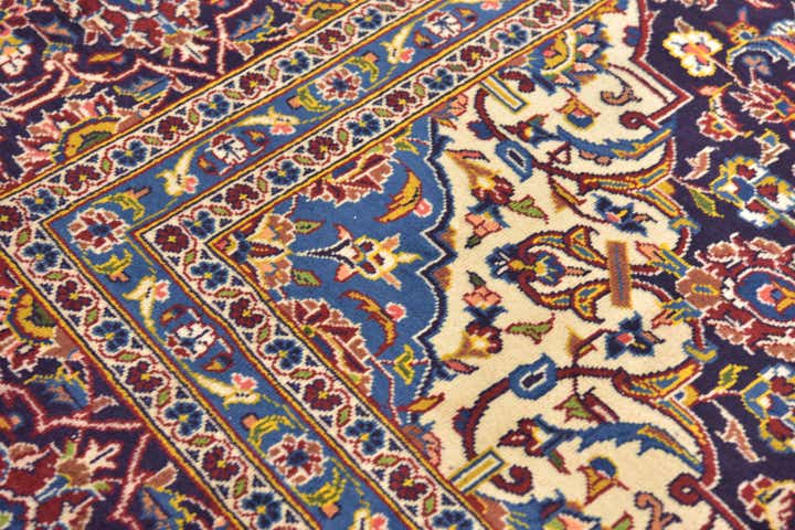 9' 8 x 13' 9 Hand Knotted Kashan Persian Wool Rug