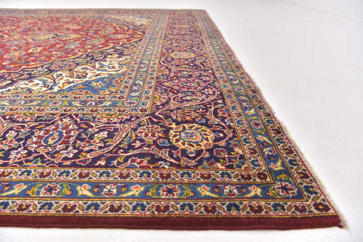 9' 8 x 13' 9 Hand Knotted Kashan Persian Wool Rug