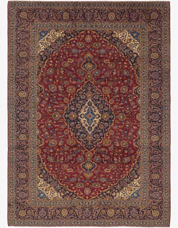 9' 8 x 13' 9 Hand Knotted Kashan Persian Wool Rug