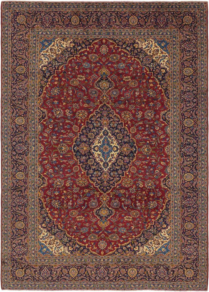 9' 8 x 13' 9 Hand Knotted Kashan Persian Wool Rug