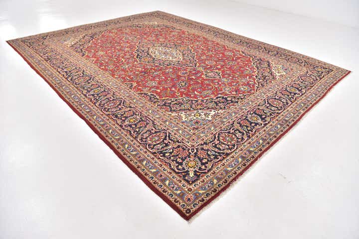 9' 8 x 12' 7 Hand Knotted Kashan Persian Wool Rug