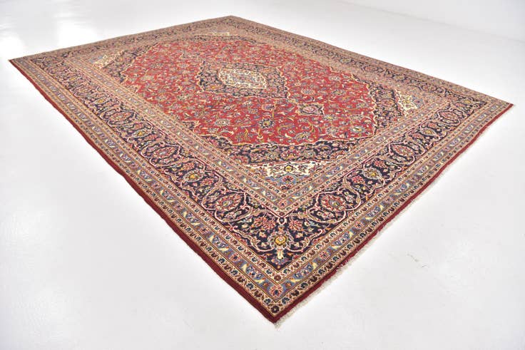 Detail image of 9' 8 x 12' 7 Hand Knotted Kashan Persian Wool Rug
