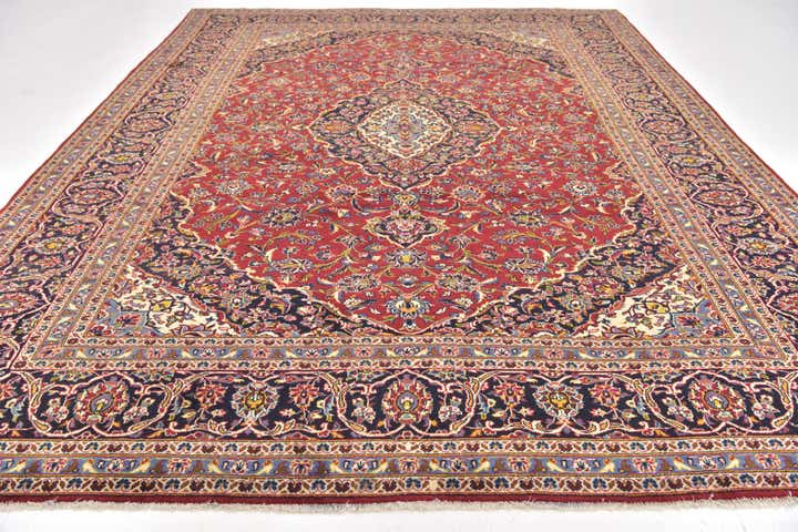 9' 8 x 12' 7 Hand Knotted Kashan Persian Wool Rug