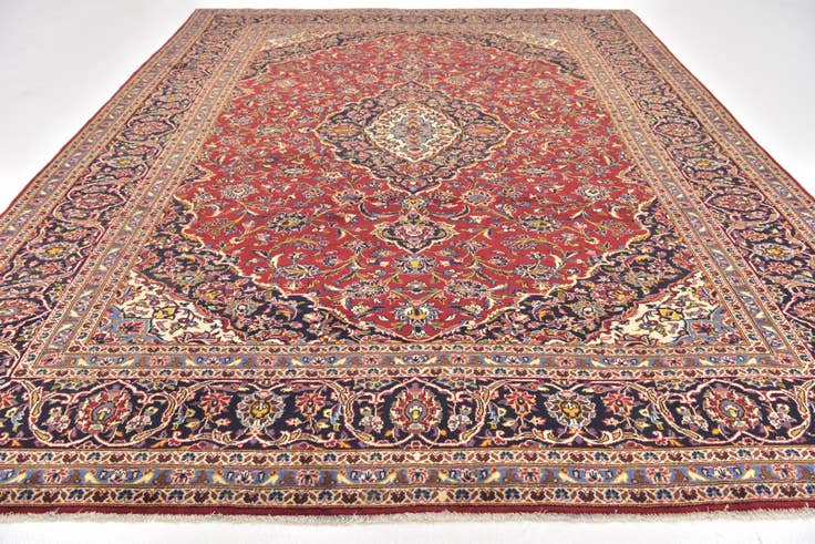 Detail image of 9' 8 x 12' 7 Hand Knotted Kashan Persian Wool Rug