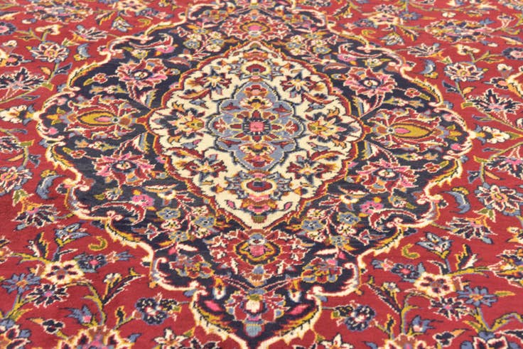 Detail image of 9' 8 x 12' 7 Hand Knotted Kashan Persian Wool Rug