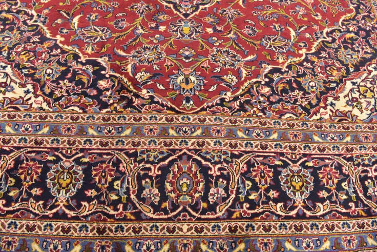 Detail image of 9' 8 x 12' 7 Hand Knotted Kashan Persian Wool Rug