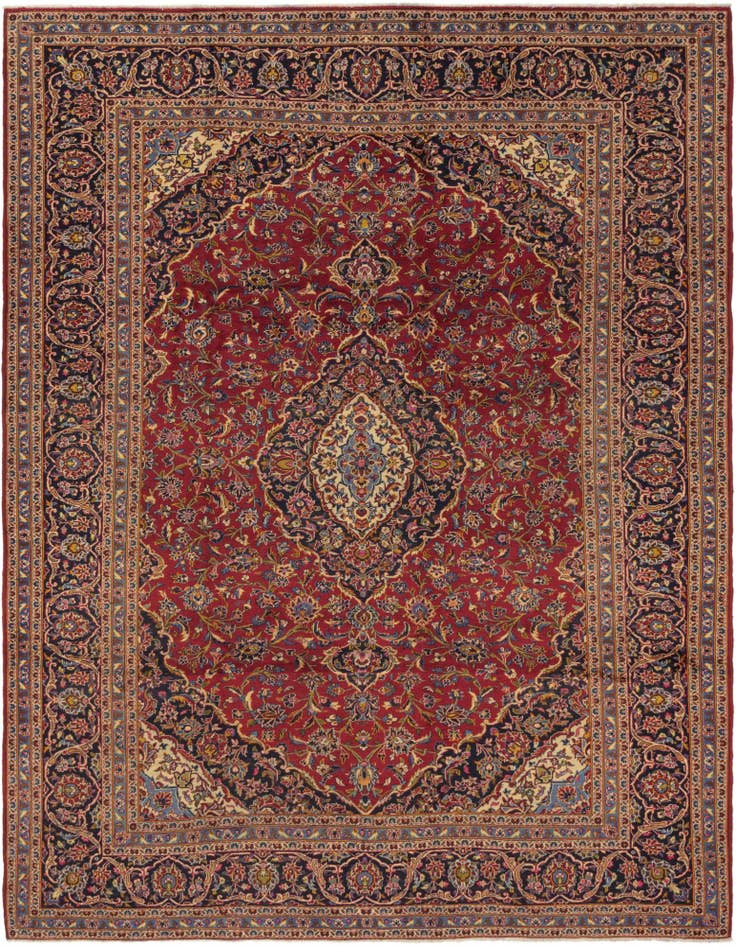 Detail image of 9' 8 x 12' 7 Hand Knotted Kashan Persian Wool Rug