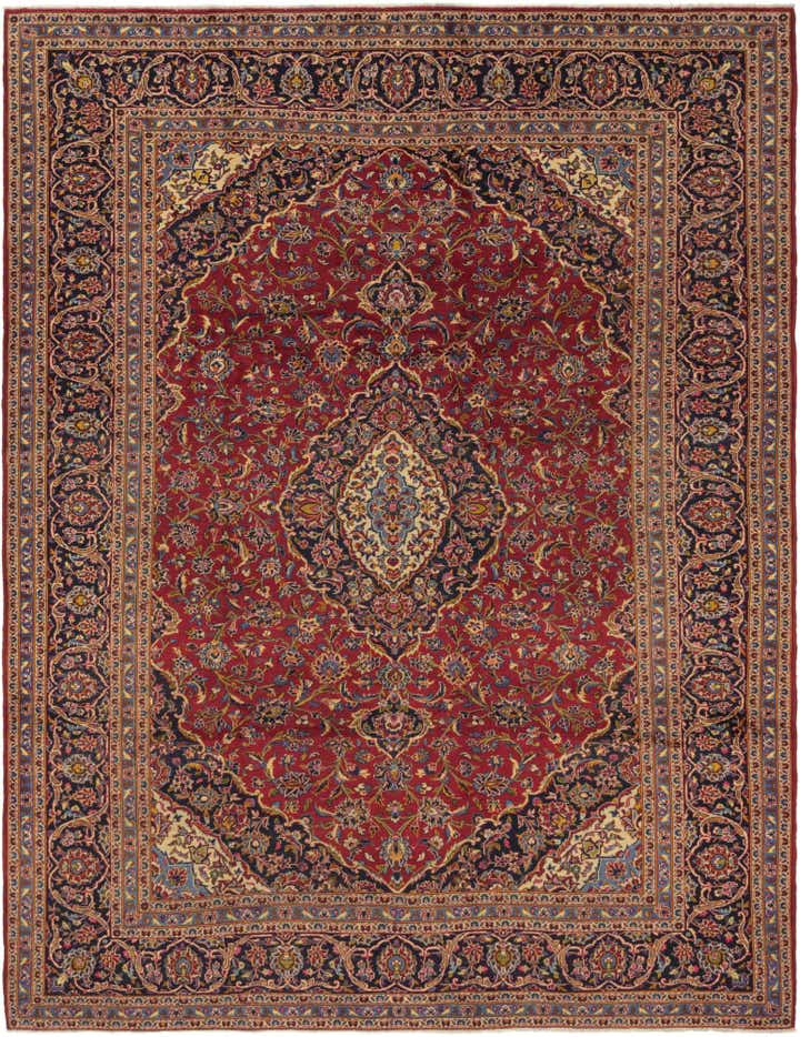 9' 8 x 12' 7 Hand Knotted Kashan Persian Wool Rug