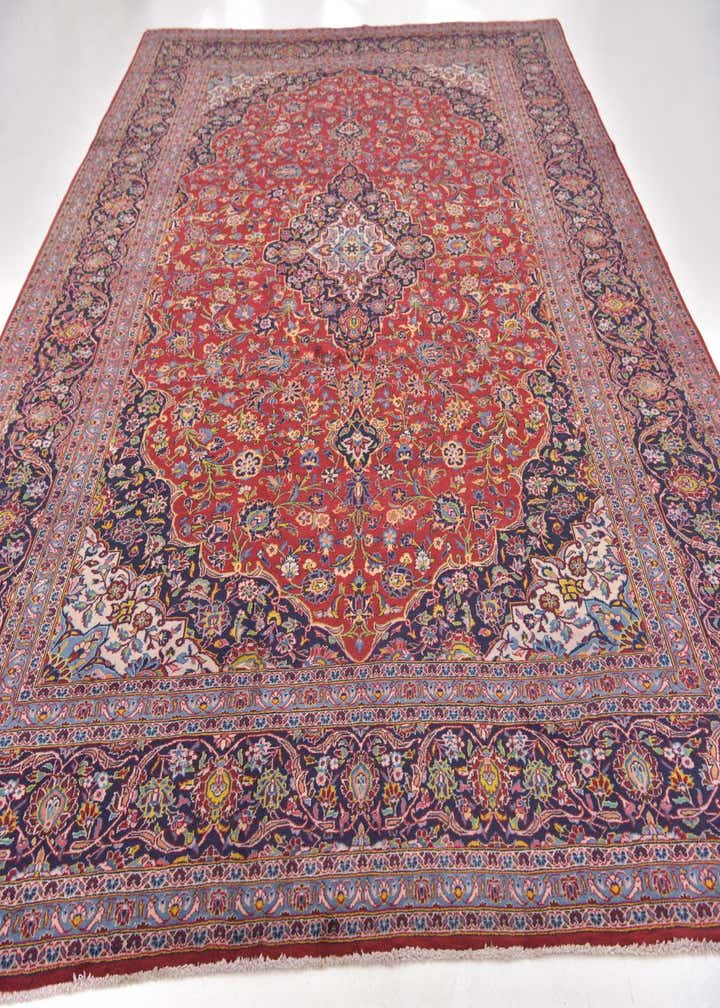 9' 9 x 13' 2 Hand Knotted Kashan Persian Wool Rug