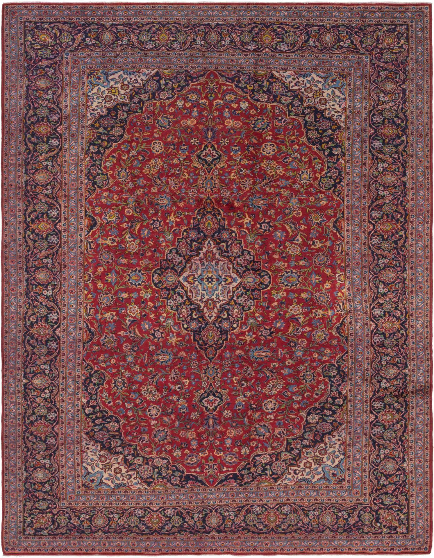9' 9 x 13' 2 Hand Knotted Kashan Persian Wool Rug