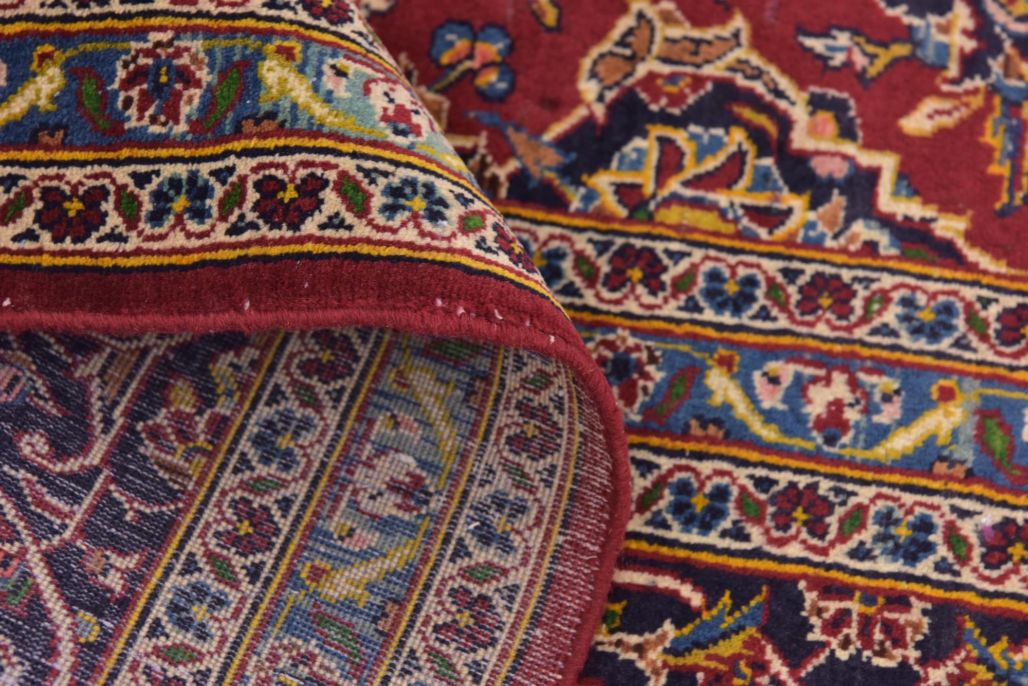 9' 7 x 12' 10 Hand Knotted Kashan Persian Wool Rug