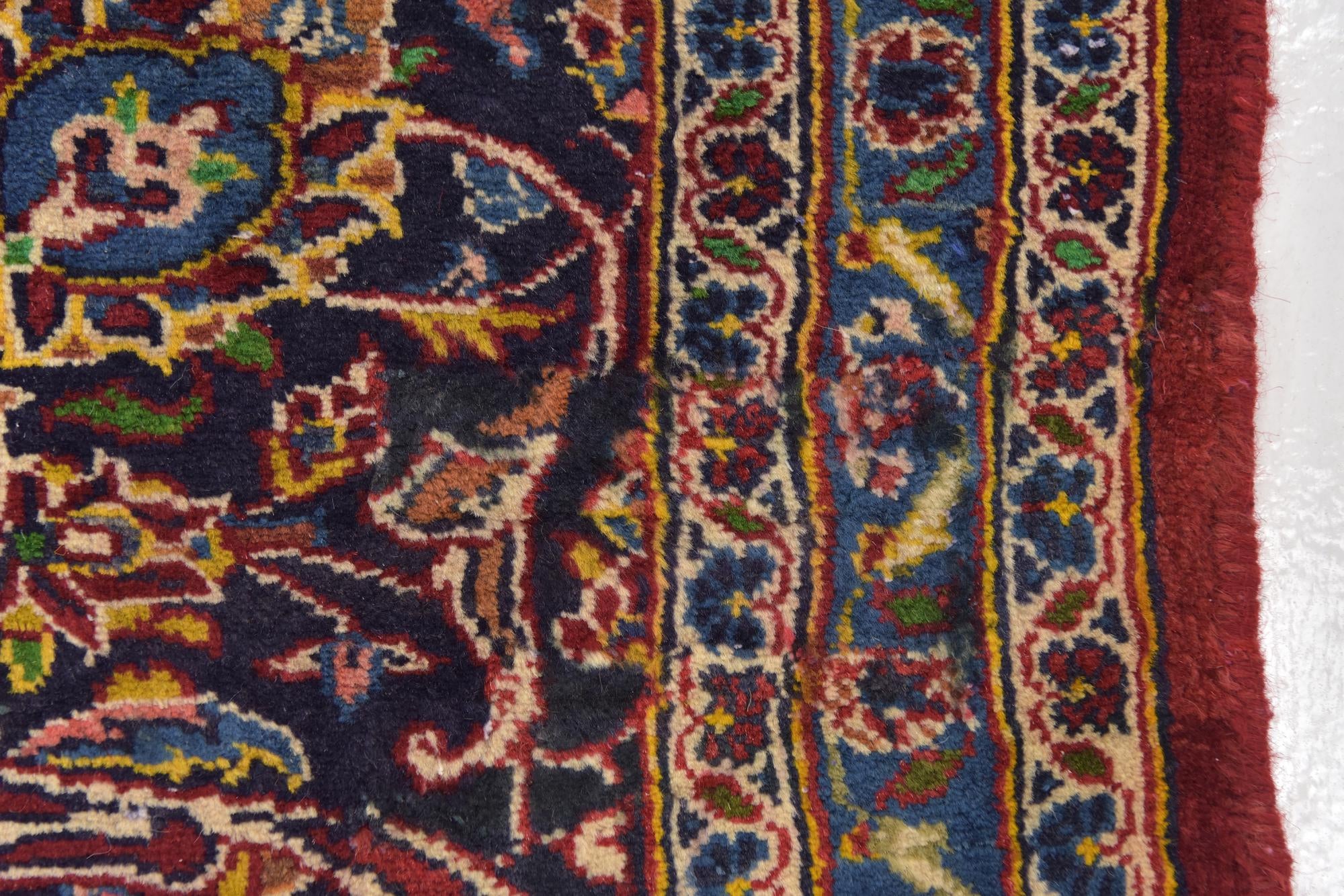 9' 7 x 12' 10 Hand Knotted Kashan Persian Wool Rug