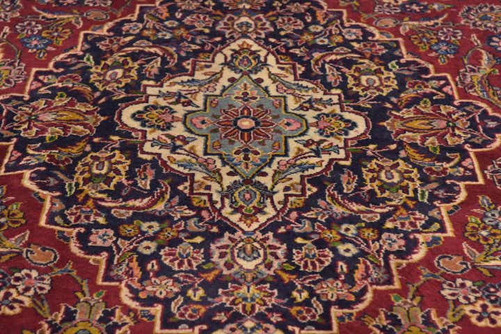9' 7 x 12' 10 Hand Knotted Kashan Persian Wool Rug