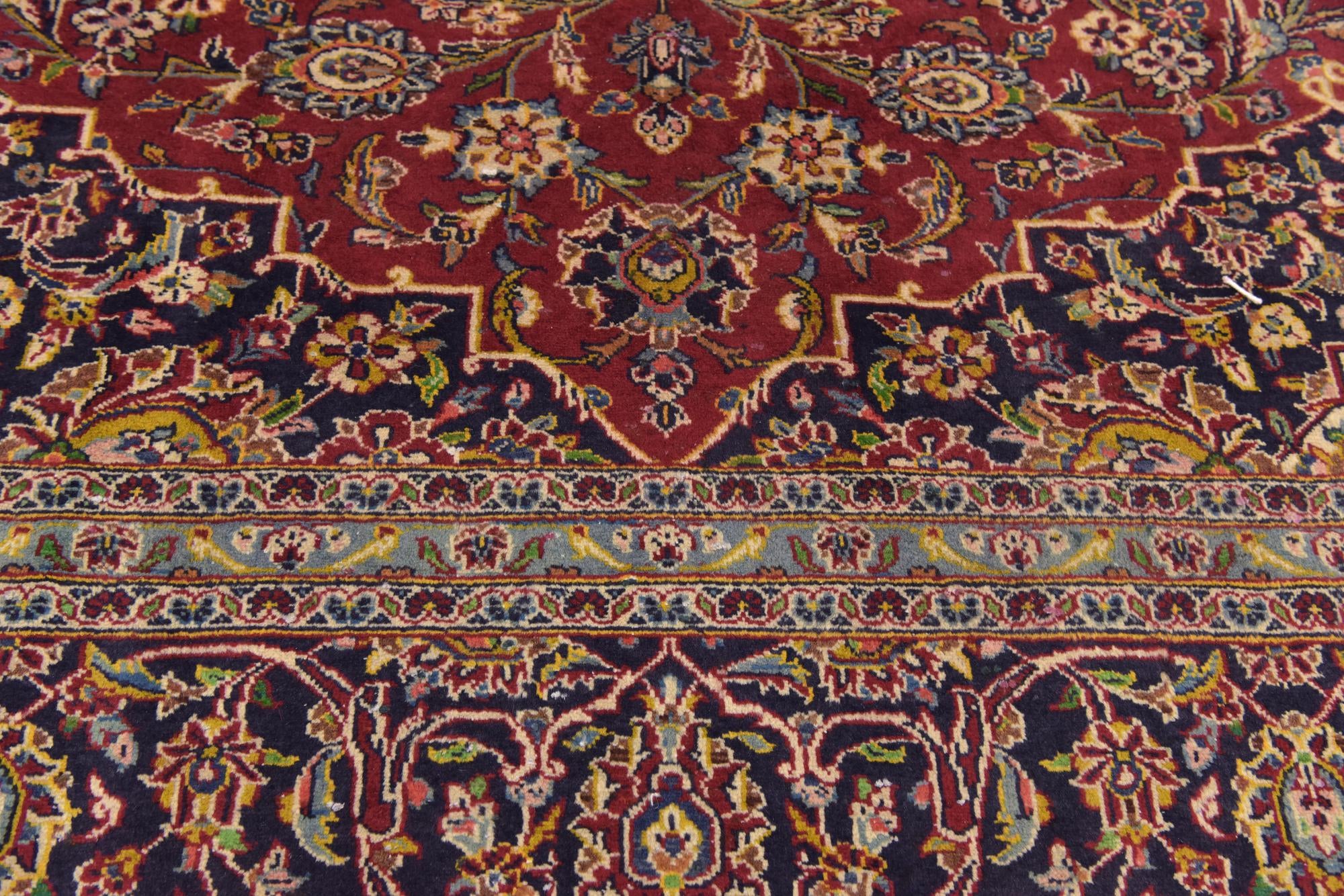 9' 7 x 12' 10 Hand Knotted Kashan Persian Wool Rug
