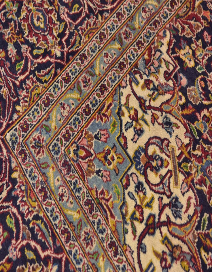 Detail image of 9' 7 x 12' 10 Hand Knotted Kashan Persian Wool Rug