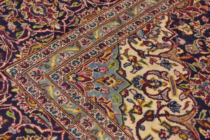 9' 7 x 12' 10 Hand Knotted Kashan Persian Wool Rug