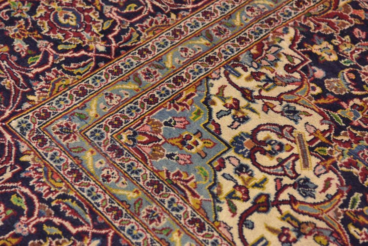 Detail image of 9' 7 x 12' 10 Hand Knotted Kashan Persian Wool Rug