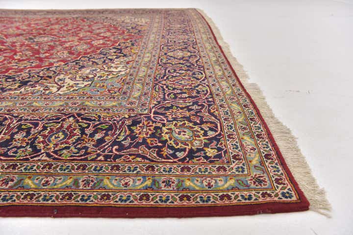 9' 7 x 12' 10 Hand Knotted Kashan Persian Wool Rug