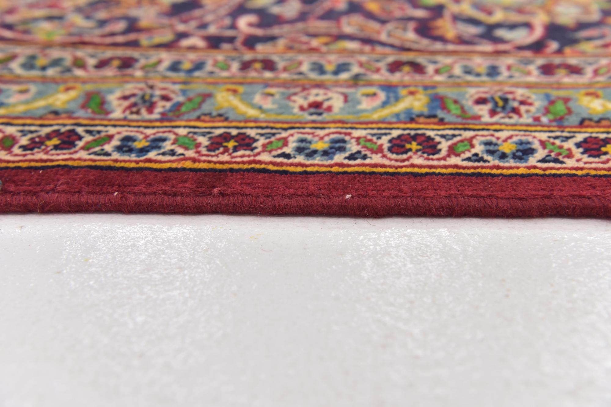 9' 7 x 12' 10 Hand Knotted Kashan Persian Wool Rug