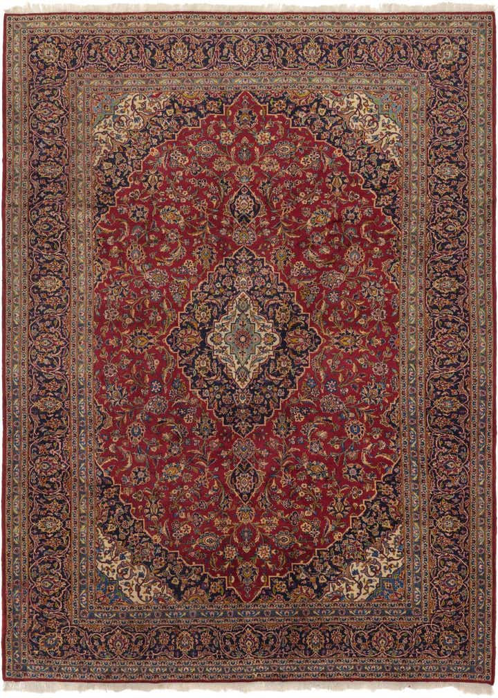 9' 7 x 12' 10 Hand Knotted Kashan Persian Wool Rug
