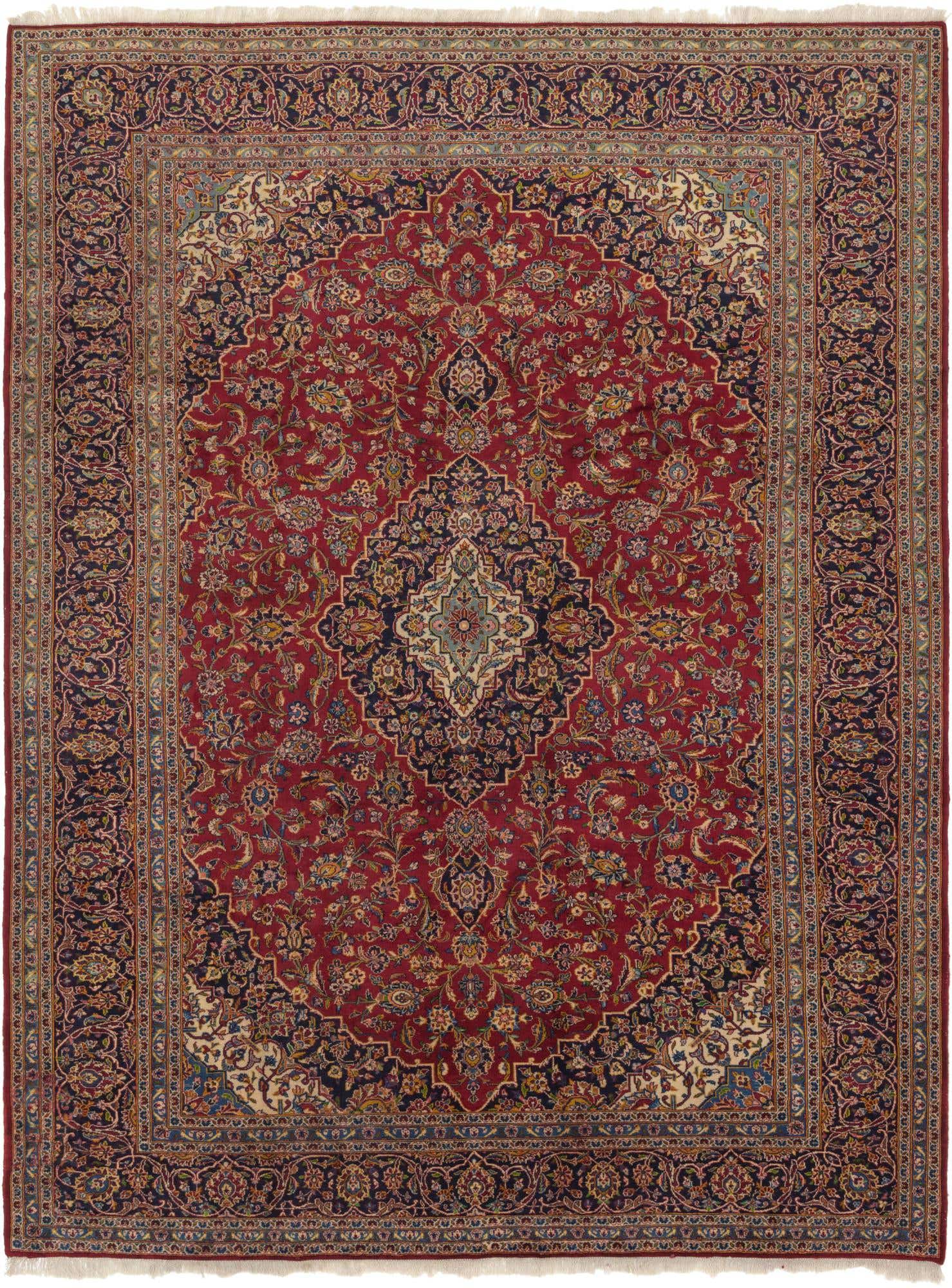 9' 7 x 12' 10 Hand Knotted Kashan Persian Wool Rug