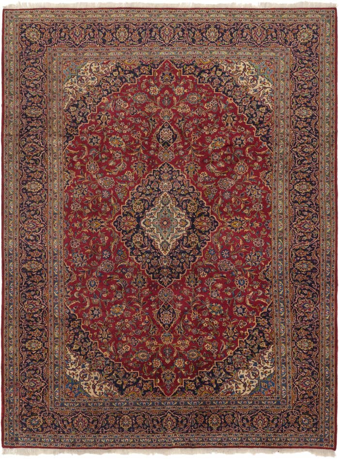 Detail image of 9' 7 x 12' 10 Hand Knotted Kashan Persian Wool Rug