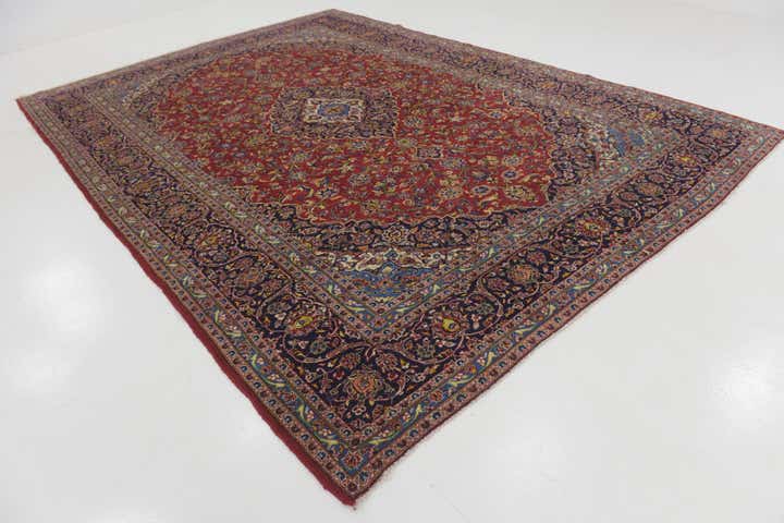 9' 9 x 13' 9 Hand Knotted Kashan Persian Wool Rug