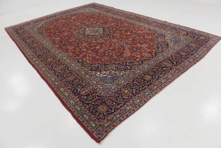 Detail image of 9' 9 x 13' 9 Hand Knotted Kashan Persian Wool Rug