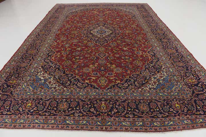 9' 9 x 13' 9 Hand Knotted Kashan Persian Wool Rug