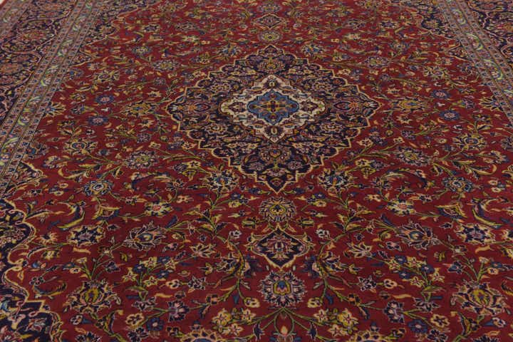 9' 9 x 13' 9 Hand Knotted Kashan Persian Wool Rug