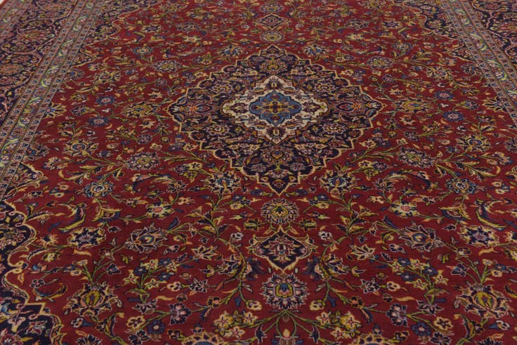 Detail image of 9' 9 x 13' 9 Hand Knotted Kashan Persian Wool Rug