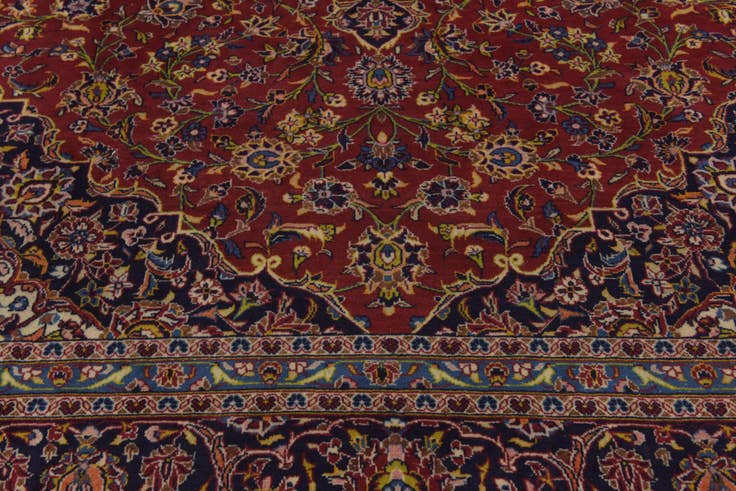 Detail image of 9' 9 x 13' 9 Hand Knotted Kashan Persian Wool Rug