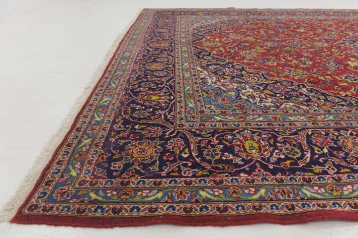 9' 9 x 13' 9 Hand Knotted Kashan Persian Wool Rug
