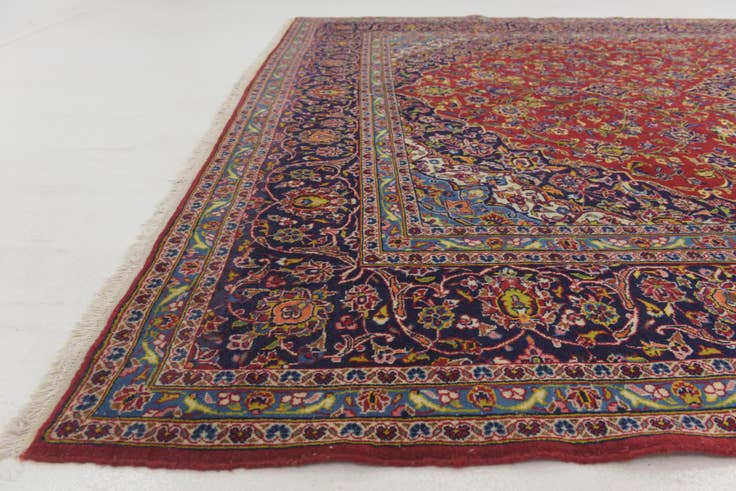 Detail image of 9' 9 x 13' 9 Hand Knotted Kashan Persian Wool Rug