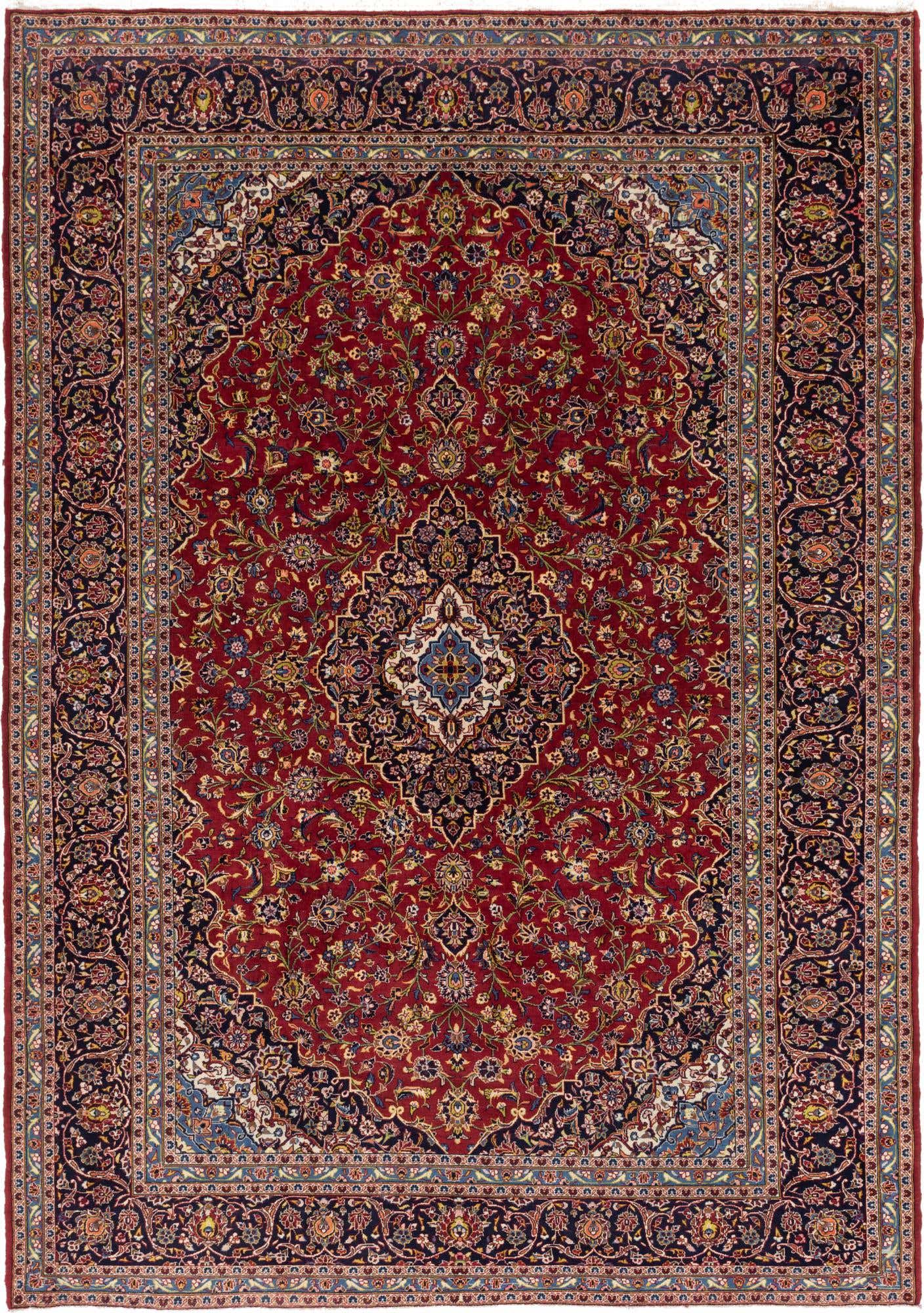 9' 9 x 13' 9 Hand Knotted Kashan Persian Wool Rug