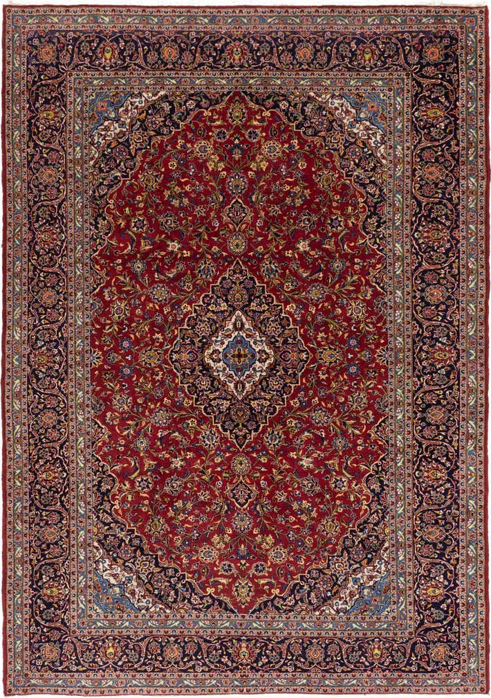 9' 9 x 13' 9 Hand Knotted Kashan Persian Wool Rug