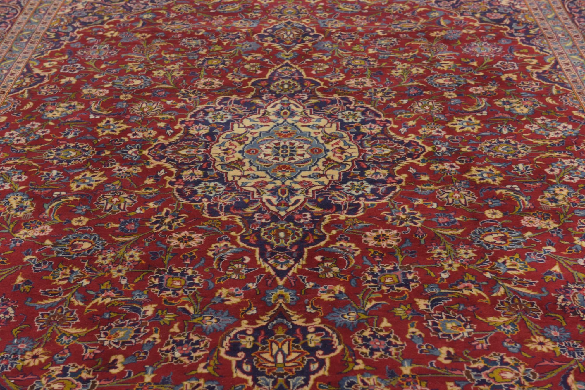 9' 8 x 13' 5 Hand Knotted Kashan Persian Wool Rug