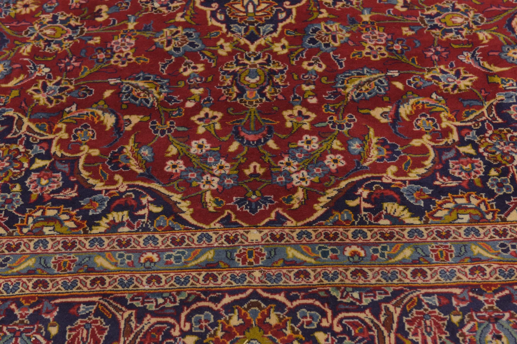 9' 8 x 13' 5 Hand Knotted Kashan Persian Wool Rug